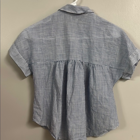 Madewell Blue and White Button Down Shirt with Embroidery - Picture 4 of 4